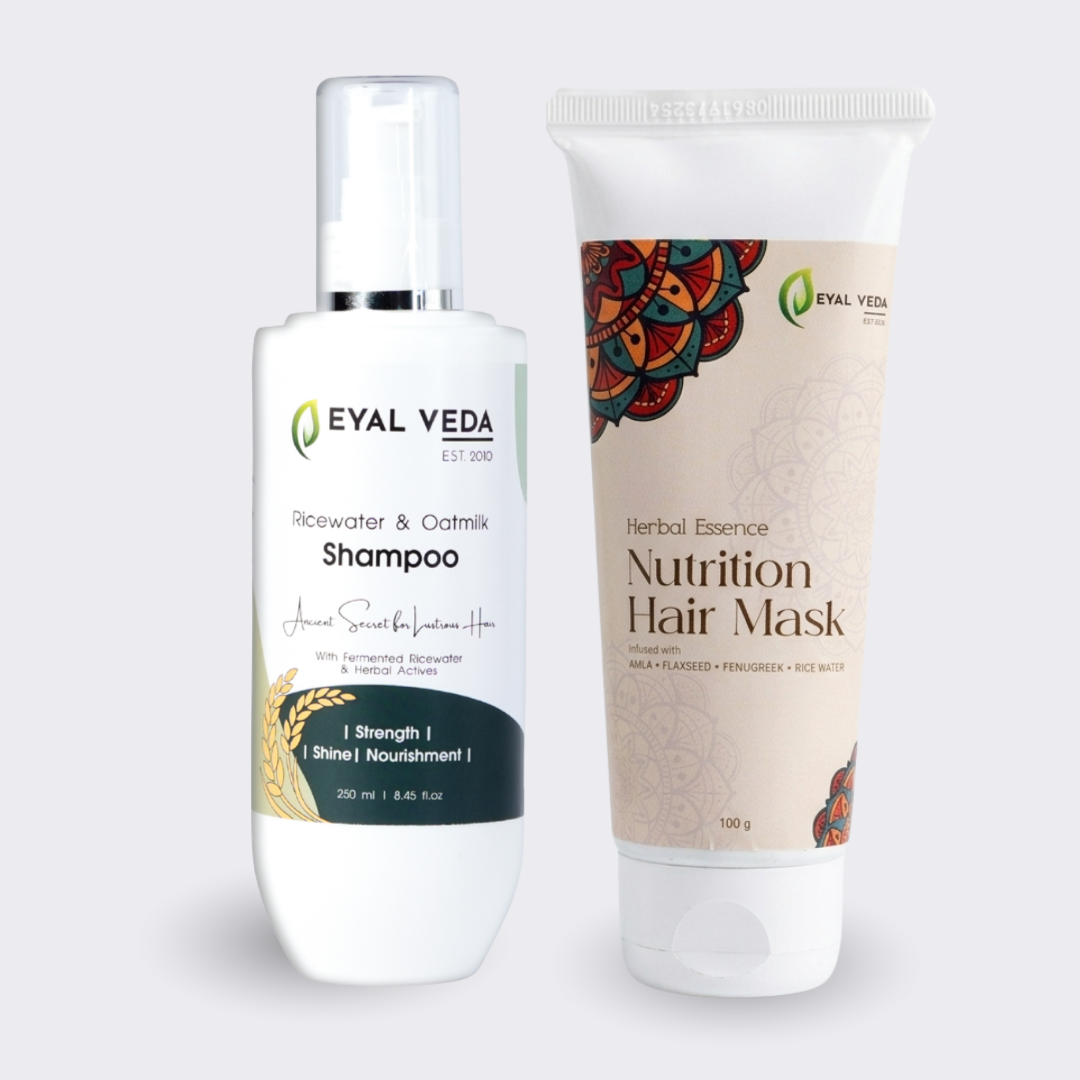 Eyal Veda Smooth & Silk Hair Combo – Rice Water & Oat Milk Shampoo + Nourishing Hair Mask for Frizz Control & Shine