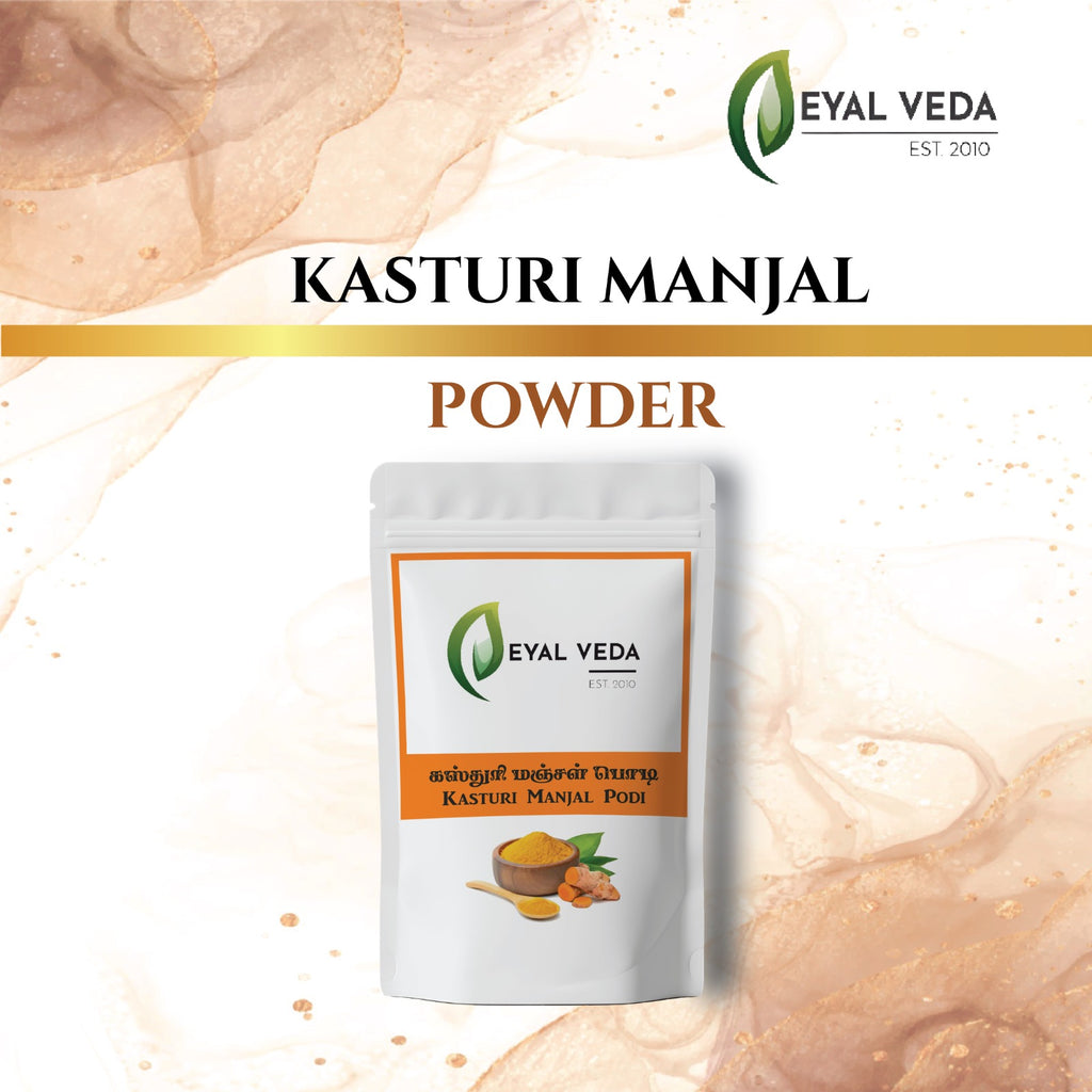 Kasturi Manjal powder herbal skincare product pouch front view