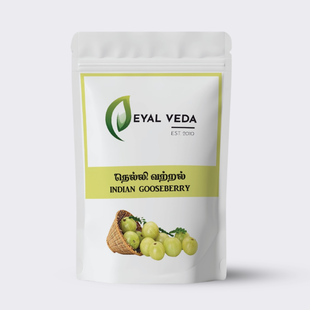 Nellivattral powder made from dried amla rich in vitamin C for hair growth and skin care