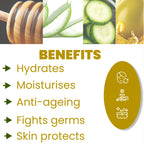 Collage of natural ingredients with benefits listed on a white background