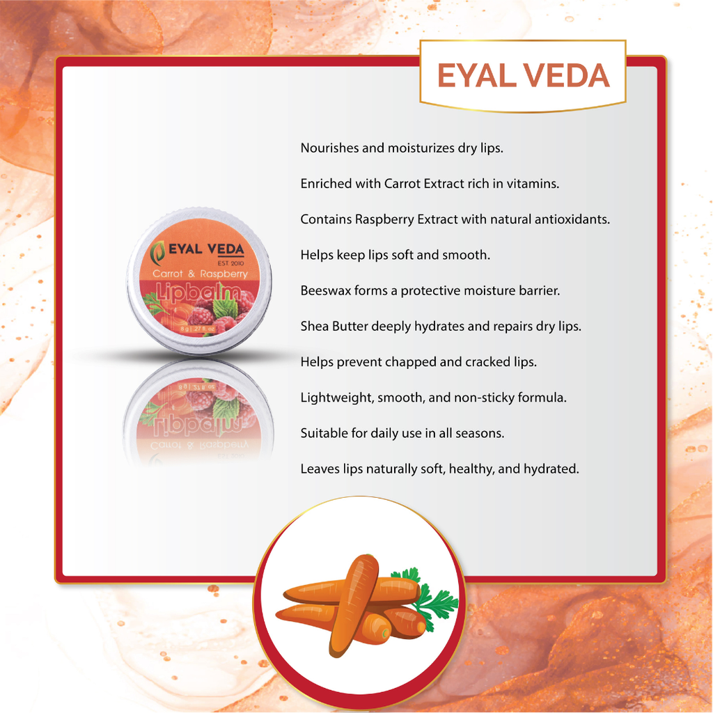 natural lip balm for dry and chapped lips with carrot raspberry