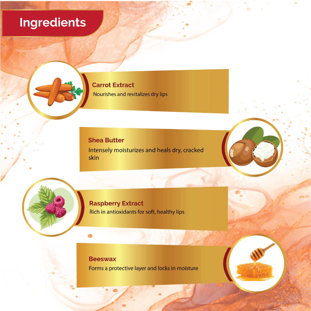 carrot and raspberry lip balm ingredients rich in vitamins for lips
