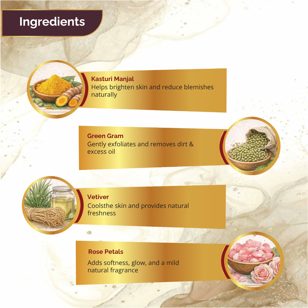 Nalangu Maavu herbal ingredients used in traditional bath powder soap