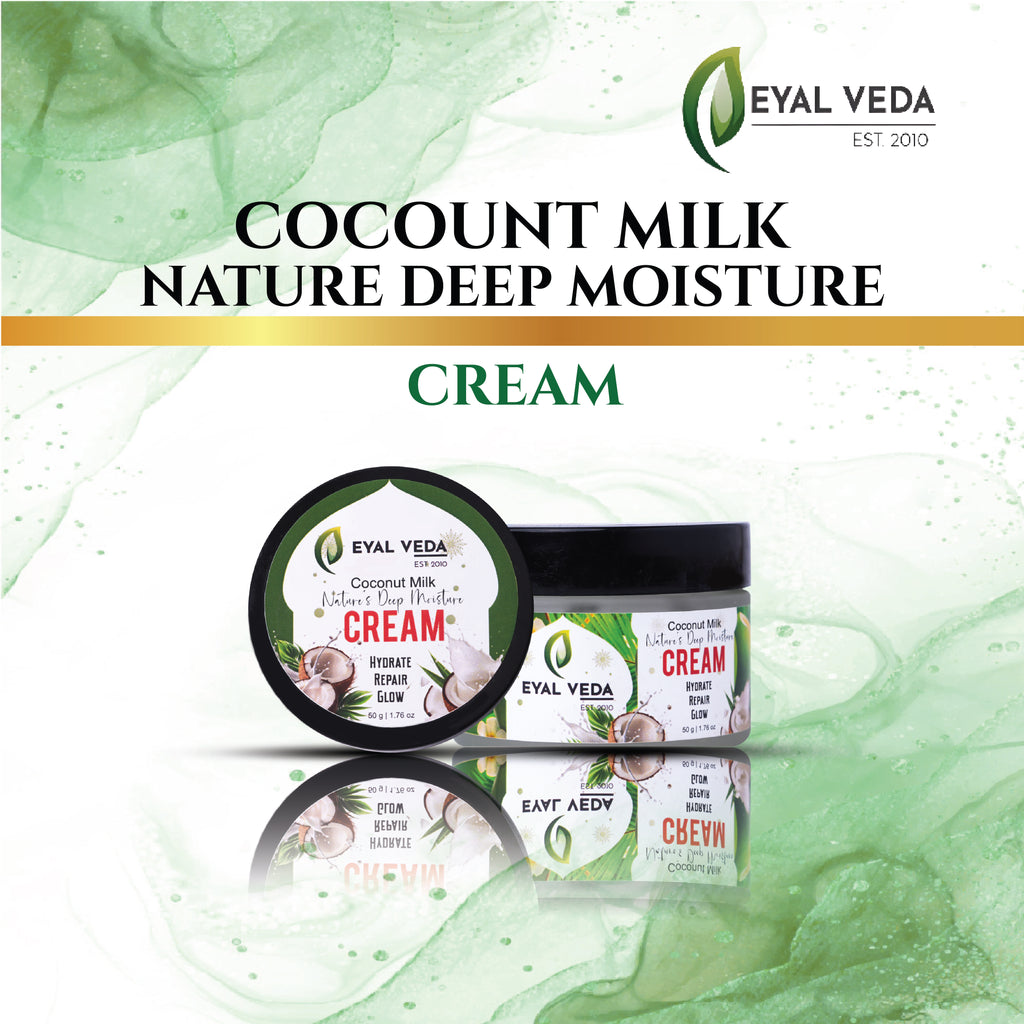 Coconut milk face cream jar and skincare packaging design