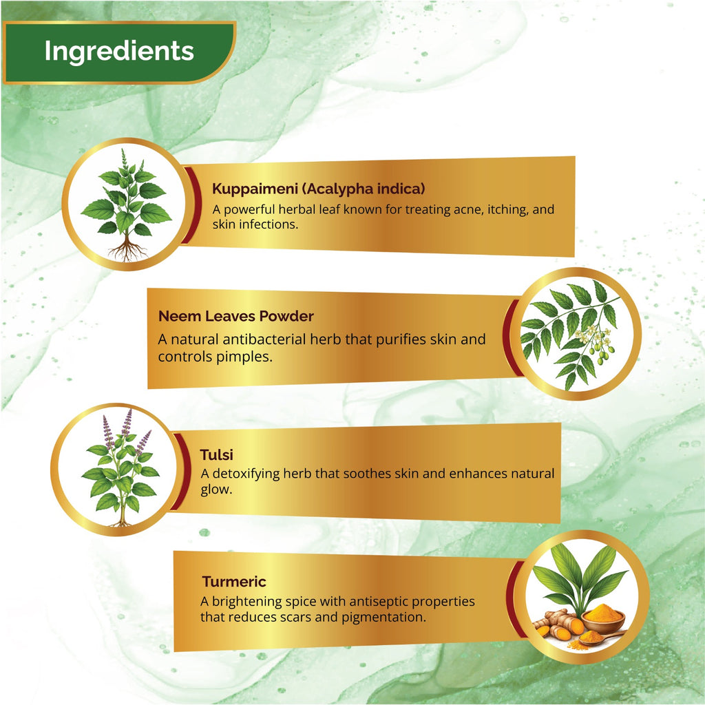 How to use Kuppaimeni powder face pack mix with rose water apply 10 minutes