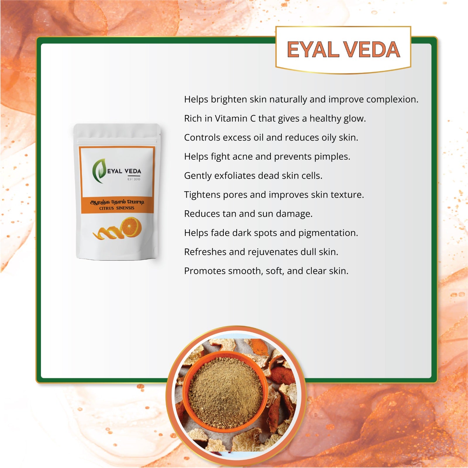 Orange peel powder face pack for glowing skin and tan removal at home